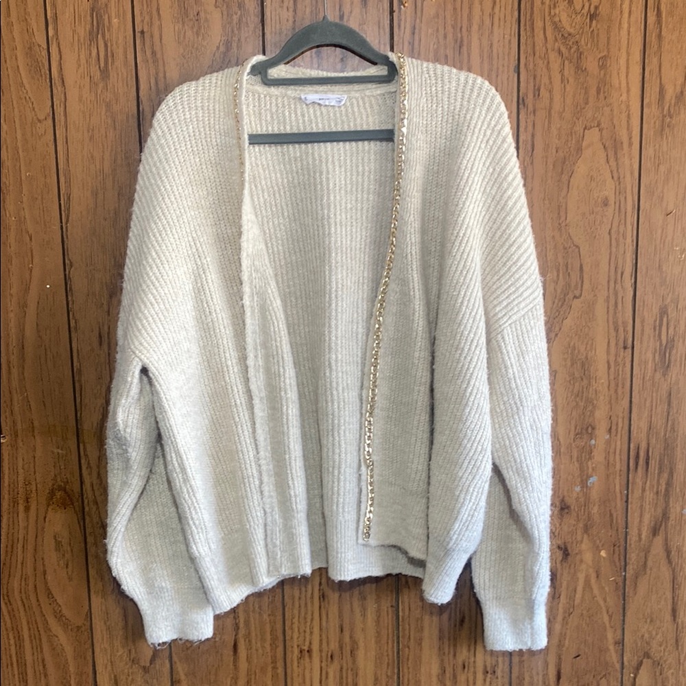 Mango Cream Knit Cardigan with Relaxed Fit